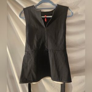 SPANX The Perfect Contrast Tie Waist Sleeveless Ponte Top Black Sz Med 8-10